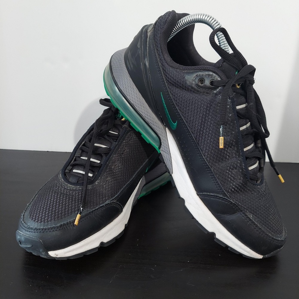 Nike Air Max 270 Shoes Womens Size 7.5 Black Green Air Bubble Running Sneakers